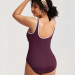 Women's Zipper One Piece Swimsuit Dark Red @model_info:red