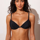 Women's Ribbed Plunge Bikini Top Black