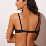 Women's Ribbed Plunge Bikini Top Black