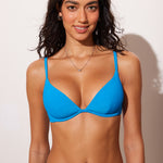 Women's Ribbed Plunge Bikini Top Madagascar Blue