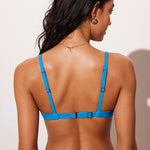 Women's Ribbed Plunge Bikini Top Madagascar Blue