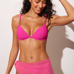 Women's Ribbed Plunge Bikini Top Rose Violet