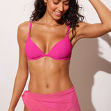 Women's Ribbed Plunge Bikini Top Rose Violet
