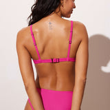 Women's Ribbed Plunge Bikini Top Rose Violet