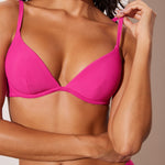 Women's Ribbed Plunge Bikini Top Rose Violet