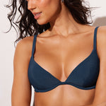 Women's Ribbed Plunge Bikini Top Insignia Blue