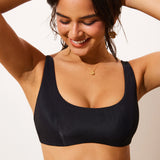 Women's Ribbed Scoop Neck Bikini Top Black