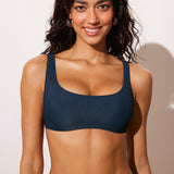 Women's Ribbed Scoop Neck Bikini Top Insignia Blue