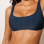 Women's Ribbed Scoop Neck Bikini Top Insignia Blue