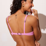 Women's Ribbed Scoop Neck Bikini Top Candy Pink