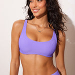 Women's Ribbed Scoop Neck Bikini Top Sky Purple