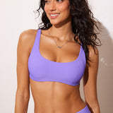 Women's Ribbed Scoop Neck Bikini Top Sky Purple