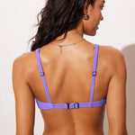 Women's Ribbed Scoop Neck Bikini Top Sky Purple