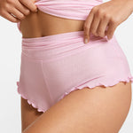 SOULVOR Fold Over Pleated Sleep Shorts Sweet Pink