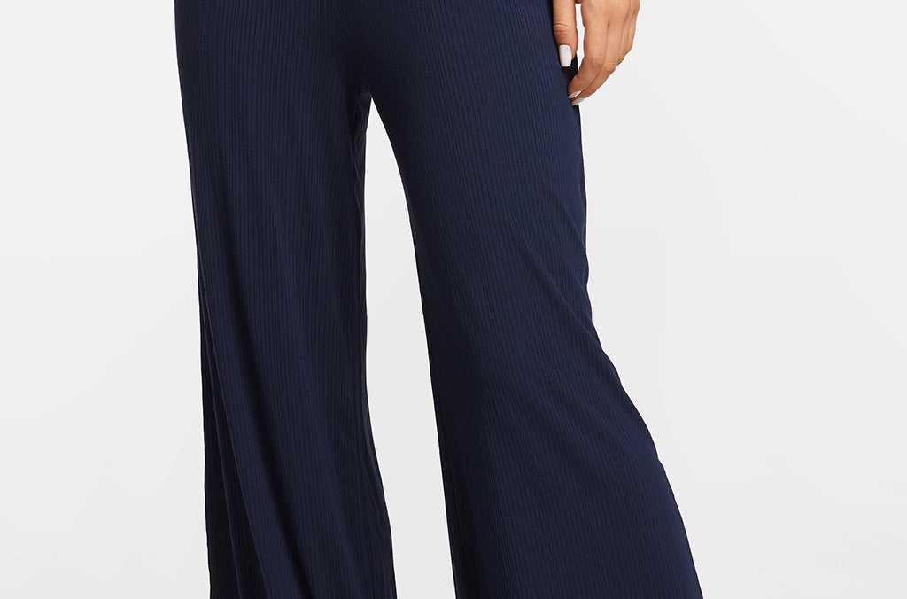 SOULVOR Wide Leg Casual Pants Deep Ocean Blue