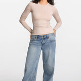 SOULVOR Long Sleeve Crew Neck T-Shirt Light Khaki Heather