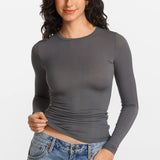 SOULVOR Long Sleeve Crew Neck T-Shirt Moon Heather Grey