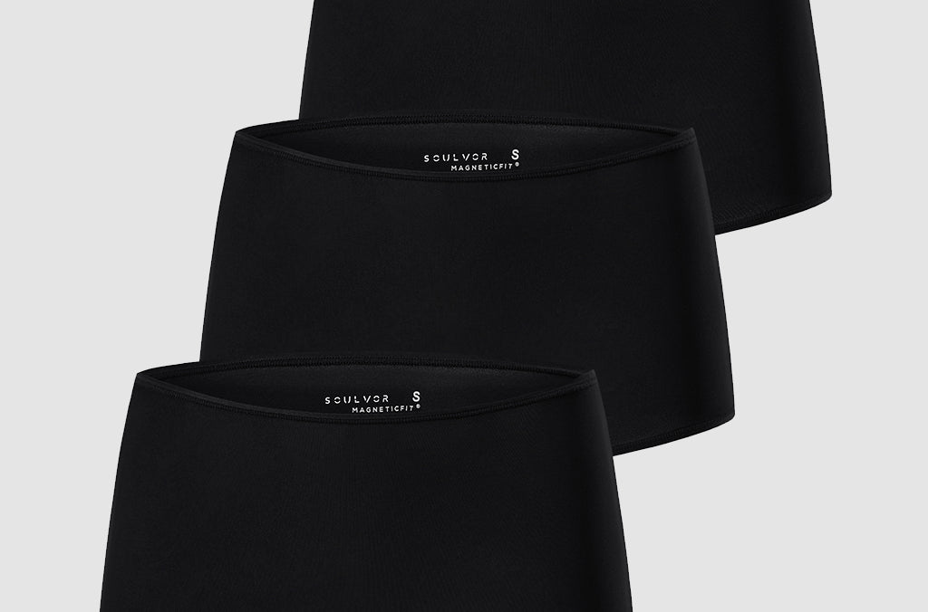 Women's Stretchy Mid Waist Boy Shorts 3 Pack Basic 03 (3pack)