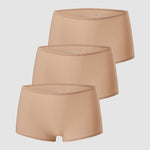 Women's Stretchy Mid Waist Boy Shorts 3 Pack Beige (3pack)