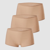 Women's Stretchy Mid Waist Boy Shorts 3 Pack Beige (3pack)