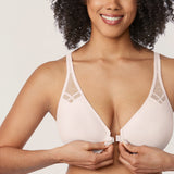 DELIMIRA Women's Front Closure Unlined Bra Rose White