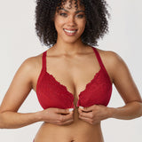 Women's Lace Front Closure Bra Dark Red