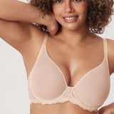 Women's Vintage Lace Sheer Mesh Bra Beige