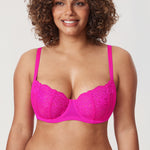 Women's Vintage Lace Balconette Bra Glitter Pink