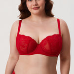 Women's Vintage Lace Balconette Bra Lipstick Red