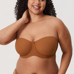 Women's Supportive Unlined Strapless Bra Bronze Beige