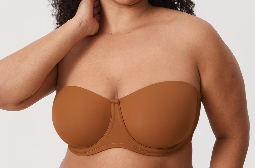 Women's Supportive Unlined Strapless Bra Bronze Beige