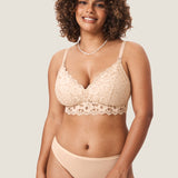 Women's Supportive Lace Nursing Bralette Beige @model_info:nursing