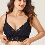 Women's More Coverage Lace Nursing Bralette Black @model_info:nursing