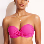 Women's Sexy Strapless Bandeau Bikini Top Hibiscus Purple