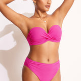 Women's Sexy Strapless Bandeau Bikini Top Hibiscus Purple