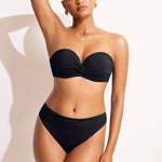 Women's Sexy Strapless Bandeau Bikini Top Black